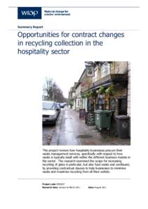 Summary Report  Opportunities for contract changes in recycling collection in the hospitality sector