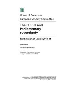 House of Commons European Scrutiny Committee The EU Bill and Parliamentary sovereignty