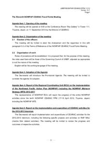 UNEP/NOWPAP/CEARAC/FPMAnnex III-1 Page1 The Eleventh NOWPAP CEARAC Focal Points Meeting Agenda Item 1. Opening of the meeting