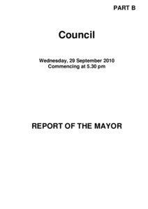 Report of the Mayor 28 April 2010