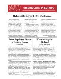 Newsletter of the  CRIMINOLOGY INCRIMINOLOGY EUROPE EUROPEAN