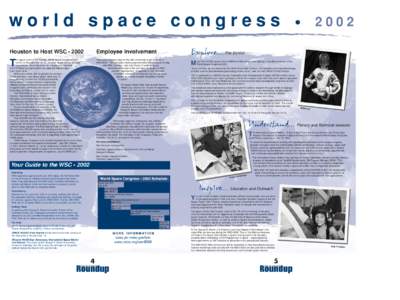 world space congress • Houston to Host WSC • 2002 Employee Involvement  he space event of the decade, World Space Congress•2002