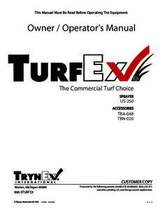 This Manual Must Be Read Before Operating The Equipment  Owner / Operator’s Manual R