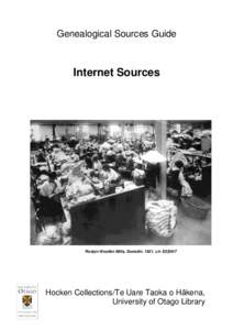 Genealogical Sources Guide  Internet Sources Roslyn Woollen Mills, Dunedin[removed]c/n E3359/7