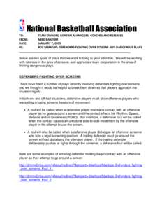 National Basketball Association TO: FROM: DATE: RE: