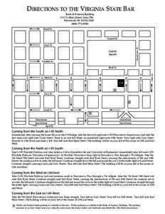 DIRECTIONS TO THE VIRGINIA STATE BAR Bank of America Building 1111 E. Main Street, Suite 700 Richmond, VA[removed][removed]