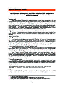 Principal Research Results  Development of creep void nucleation model for high temperature structural material Background In the case of commercial heat resistant alloys for thermal power plants, nucleation, growth and 