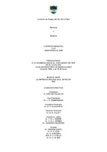 La Unión de Rugby del Río de la Plata  Memoria