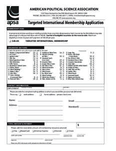 AMERICAN POLITICAL SCIENCE ASSOCIATION 1527 New Hampshire Ave.NW, Washington, DC[removed]PHONE: [removed] | FAX: [removed] | EMAIL: [removed] ONLINE AT: www.apsanet.org  Targeted International Membe