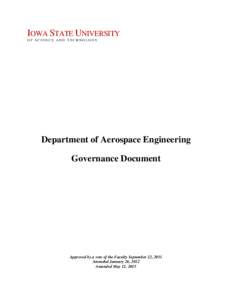 IOWA STATE UNIVERSITY OF SCIENCE AND TECHNOLOGY Department of Aerospace Engineering Governance Document
