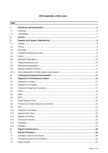 CPA Australia Ltd By-Laws Index 1. Definitions and Interpretation ..........................................................................................................3