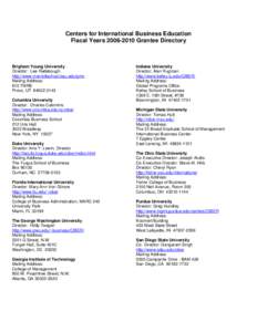 FY 2006 Grantee Directory for the Centers for International Business Education Program (MS Word)