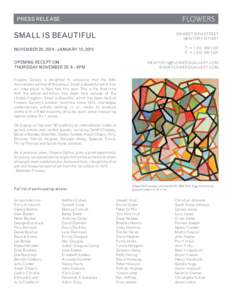 PRESS RELEASE  SMALL IS BEAUTIFUL 529 WEST 20TH STREET NEW YORK NY10011