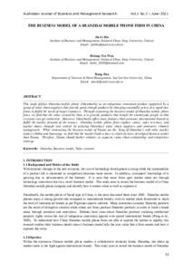 Australian Journal of Business and Management Research  Vol.1 No.3 | June-2011 THE BUSINESS MODEL OF A SHANZHAI MOBILE PHONE FIRM IN CHINA Jin-Li Hu