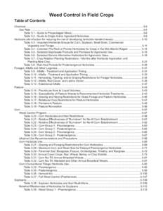 Table of Contents  Weed Control in Field Crops Chemical...............................................................................................................................................................5-5