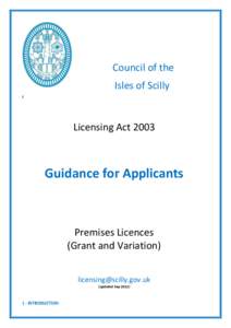 Council of the Isles of Scilly I Licensing Act 2003