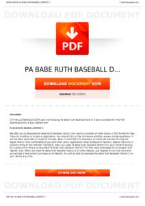 BOOKS ABOUT PA BABE RUTH BASEBALL DISTRICT 3  Cityhalllosangeles.com PA BABE RUTH BASEBALL D...