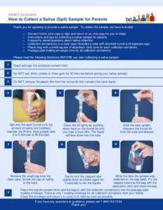 How to collect a Saliva (spit) sample for parents