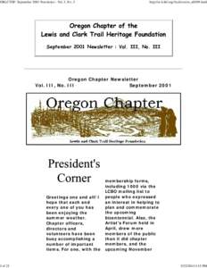 ORLCTHF: September 2001 Newsletter : Vol. 3, No. 3