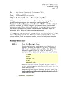 6JSC/ALA/11/CCC response September 17, 2012 page 1 of 1 To:  Joint Steering Committee for Development of RDA