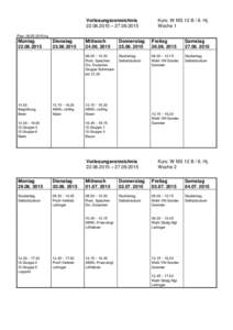 Vorlesungsverzeichnis – Kurs: W MS 12 B / 6. Hj. Woche 1