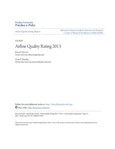 Purdue University  Purdue e-Pubs Airline Quality Rating Report  Advanced Aviation Analytics Institute for Research