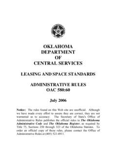 OKLAHOMA DEPARTMENT OF CENTRAL SERVICES LEASING AND SPACE STANDARDS ADMINISTRATIVE RULES