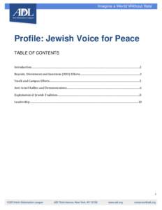 Profile: Jewish Voice for Peace TABLE OF CONTENTS Introduction..............................................................................................................................................................