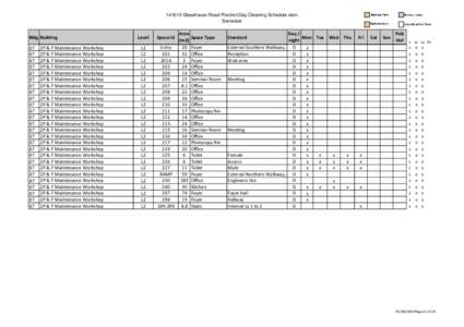 [removed]Glasshouse Road Precinct Day Cleaning Schedule.xlsm Semester Bldg Building 87 87