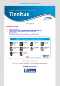 New Zealand Medical Association (NZMA)  October 2014 In this issue of Tinnitus:  