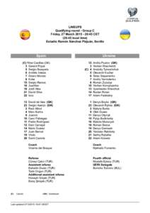 LINEUPS Qualifying round - Group C Friday, 27 March[removed]:45 CET (20:45 local time) Estadio Ramón Sánchez Pizjuán, Seville