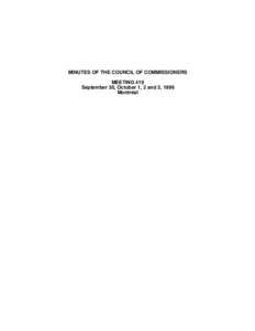 MINUTES OF THE COUNCIL OF COMMISSIONERS MEETING 419 September 30, October 1, 2 and 3, 1996 Montréal  MINUTES OF THE COUNCIL OF COMMISSIONERS OF THE KATIVIK SCHOOL BOARD