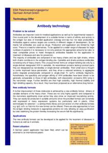 ESA Patentverwertungsagentur Sachsen-Anhalt GmbH Technology Offer Antibody technology Problem to be solved