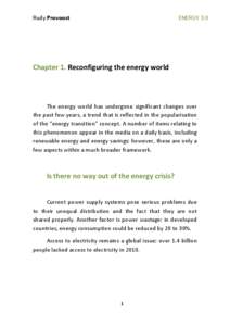 Rudy Provoost  ENERGY 3.0 Chapter 1. Reconfiguring the energy world