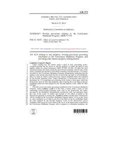 A.B. 273 ASSEMBLY BILL NO. 273–ASSEMBLYMEN EISEN; AND FRIERSON MARCH 15, 2013 ____________ Referred to Committee on Judiciary