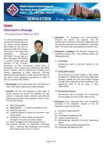 MILES Alumni Association of The Hong Kong Polytechnic University 香港理工大學 工業及系統工程校友會 NEWSLETTER