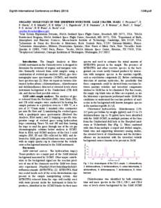 Eighth International Conference on Mars[removed]pdf ORGANIC MOLECULES IN THE SHEEPBED MUDSTONE, GALE CRATER, MARS. C. Freissinet1,2, D. P. Glavin1, P. R. Mahaffy1, K. E. Miller3, J. L. Eigenbrode1, R. E. Summons3, A