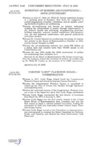 116 STAT[removed]July 19,2002 [H. Con. Res[removed]C O N C U R R E N T R E S O L U T I O N S - ^ U L Y 19, 2002 INVENTION OF MODERN AIR-CONDITIONING—