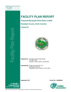 FACILITY PLAN REPORT Proposed Municipal Solid Waste Landfill Facility Plan Report  Randolph County, North Carolina