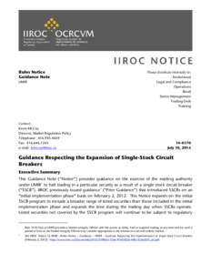 Guidance Respecting the Expansion of Single-Stock Circuit Breakers