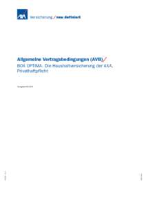 Allgemeine Vertragsbedingungen (AVB)/ BOX OPTIMA. Die Haushaltversicherung der AXA. Privathaftpflicht WGR 715 De