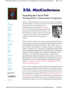 ESL MiniConference / Late Autumn[removed]Teaching ESOL as Intercultural Competence  Page 1 of 9