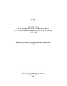 M1927  RECORDS OF THE MONUMENTS AND FINE ARTS BRANCH OF THE U.S. ALLIED COMMISSION FOR AUSTRIA (USACA) SECTION, 1945–1950