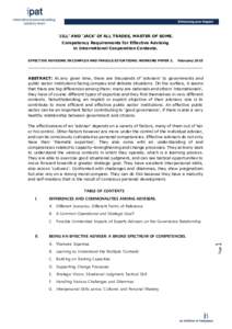 ‘JILL’ AND ‘JACK’ Of ALL TRADES, MASTER OF SOME. Competency Requirements for Effective Advising in International Cooperation Contexts. EFFECTIVE ADVISING IN COMPLEX AND FRAGILE SITUATIONS. WORKING PAPER 2.  Febru