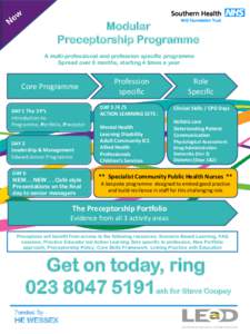 Modular Preceptorship Programme A multi-professional and profession specific programme Spread over 6 months, starting 4 times a year.  Core Programme