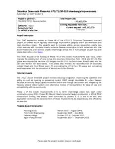 Columbus Crossroads Phase 4A: I[removed]SR-315 Interchange Improvements Submitted by: ODOT District 6 Project ID per ODOT: FRA[removed]Reconstruction  Total Project Cost: