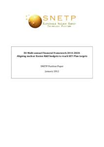 SNETP position paper on MFF - V2b FINAL