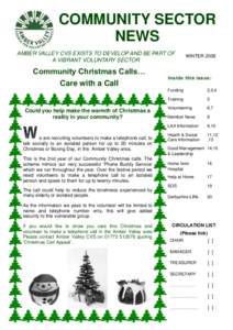 COMMUNITY SECTOR NEWS AMBER VALLEY CVS EXISTS TO DEVELOP AND BE PART OF A VIBRANT VOLUNTARY SECTOR  Community Christmas Calls…