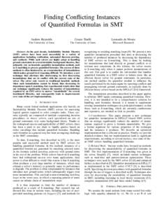 Finding Conflicting Instances of Quantified Formulas in SMT Andrew Reynolds Cesare Tinelli