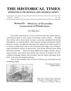 THE HISTORICAL TIMES NEWSLETTER OF THE GRANVILLE, OHIO, HISTORICAL SOCIETY Volume III  Number 4